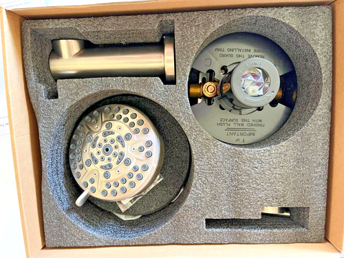 KENES BRUSH SILVER TUB & SHOWER FAUCET SINGLE HANDLE 5" ADJUSTABLE HEAD - Picture 6 of 9