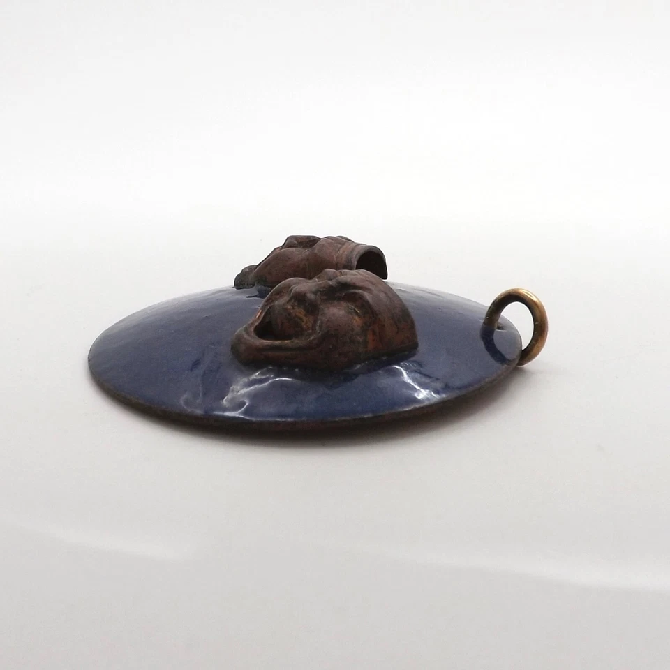 Tragedia Comedia Máscaras Teatrales Esmalte Sobre Cobre Dije Colgante Grande De Colección Foto 3 de 4