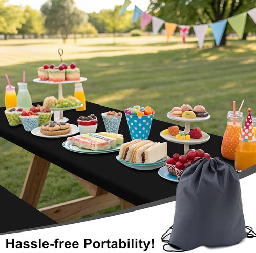 Wasserdichtes Picknick Tisch & Bank Abdeckung Set - Elastisch Passform 6 Fuß Tischdecke - Bild 2 von 8