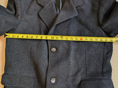 Vintage John Christian dunkelgrauer Mantel Kaschmir Wolle Coat volle Länge L - Bild 4 von 13