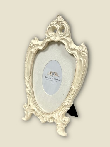 Bilderrahmen Antikstil Weiß Shabby Dutch Style Oval Passepartout 26cm - Bild 5 von 7
