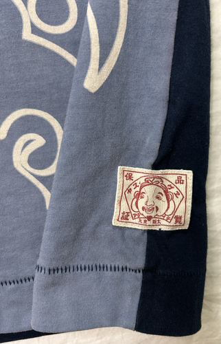 EVISU Custom Made Graphic T-Shirt Men L Blue Waves Short Sleeve Crew *runs small - Picture 9 of 15