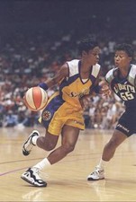 Penny Toler Los Angeles Sparks tries to drive past Vickie Johnson - Old Photo