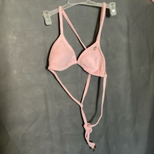 Juicy Couture rosa Velours/Samt Triangel Bikini Oberteil EUC Größe XS