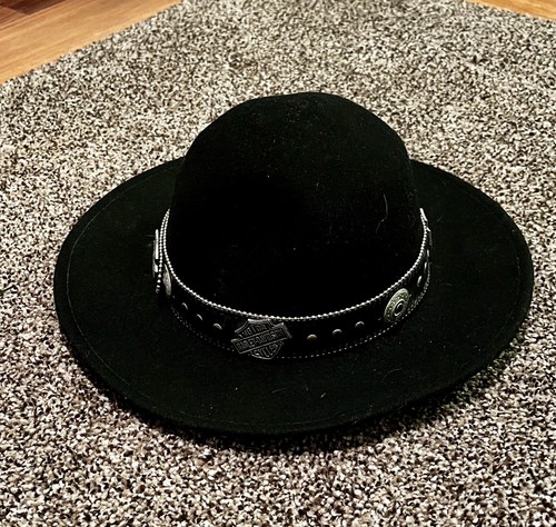 Harley Davidson WPL 4384 Black Wool Western Cowboy Hat X-Small - Picture 5 of 8