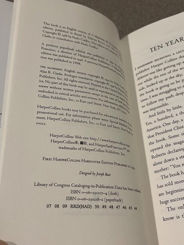 The Alchemist by Paulo Coelho (10th Anniversary Edition 7th Printing Hardcover) - Imagen 13 de 14