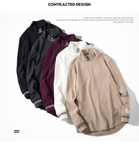 Langarmiges Kaschmir-T-Shirt für Herren mit hohem Hals elegantes Hemd - Bild 9 von 16