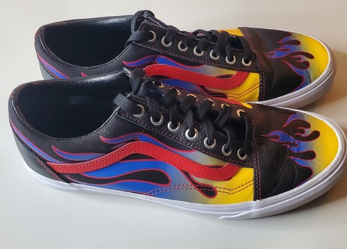 Vans Old Skool Front Toe Blue/Yellow Flames Classic Skate Men's Shoes Sz 10 US - Bild 12 von 12