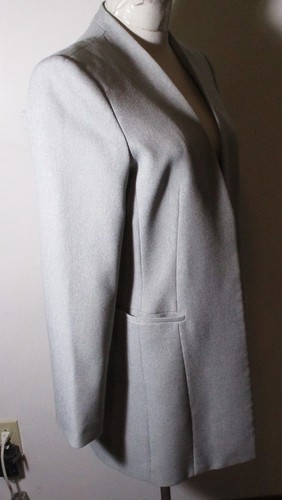 Women's CALVIN KLEIN Gray Wrap Midi Coat Size 10 - Picture 3 of 6
