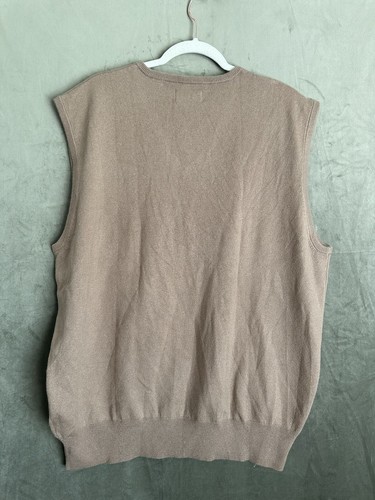 FILA Silk Cashmere Blend Sweater Vest Mens XXL Tan Camel V Neck Super Soft - Picture 5 of 7