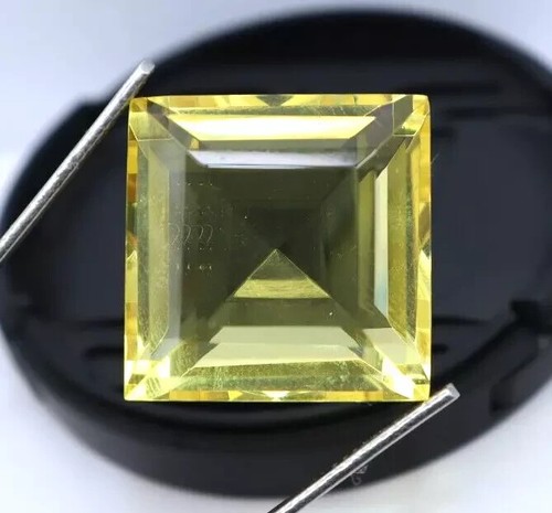 Topaz 49 Ct Natural Yellow Princess Cut Certified Loose Gemstone With Free Gift - Picture 8 of 9
