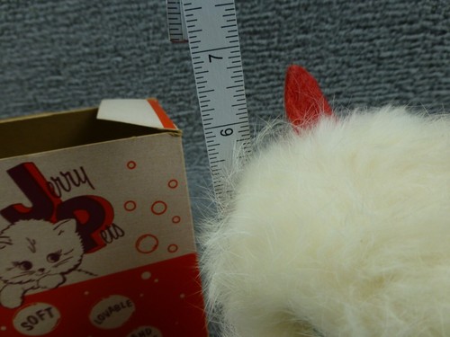 Vintage Jerry Elsner Plush Red W Fur Cat Kitten Eyes "Be My Valentine" W BOX - Picture 4 of 8