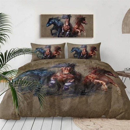 3D Horses Horses Vintage Quilt Duvet Cover Set Pillowcase Single Comforter Cover - Picture 7 of 7