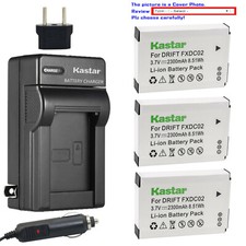 Kastar Battery AC Travel Charger for Drift FXDC02 Drift HD Ghost Action Camera