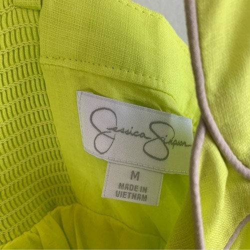 NWT Neon Yellow Jessica Simpson Sleeveless Babydoll Ruffle Dress Size M - Picture 12 of 12