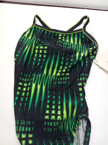Speedo One Piece Swim Suit Swimsuit Green Black Youth Girls Sz 22 - Picture 4 of 8