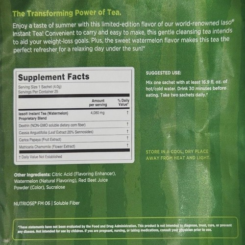Iaso Instant Detox Tee (Wassermelonengeschmack) - erfrischende Reinigung 25 Beutel NEU - Bild 10 von 10
