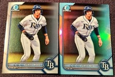2022 Bowman Draft Chrome Sky Blue Refractor Curtis Mead #BDC-38 Rays 