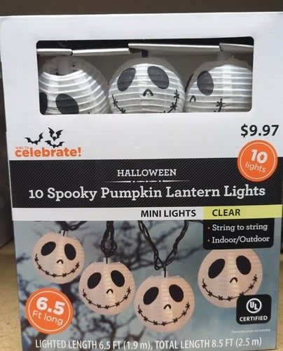JACK SKELLINGTON 10 Spooky Pumpkin Lantern Halloween Lights New