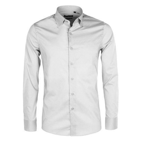 Camicia Uomo Sartoriale Slim Camicie Manica Lunga Cotone Celeste Bianca VEQUE - Imagen 5 de 26