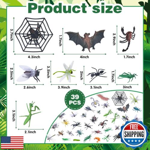 EOIVSH 39pcs Insects and Bugs for Kids - Plastic Fake Bug Toys Figures with S - Picture 3 of 5