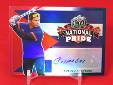 Yoelqui Cespedes AUTO /10 Red White Blue National Pride 2020 Leaf Metal