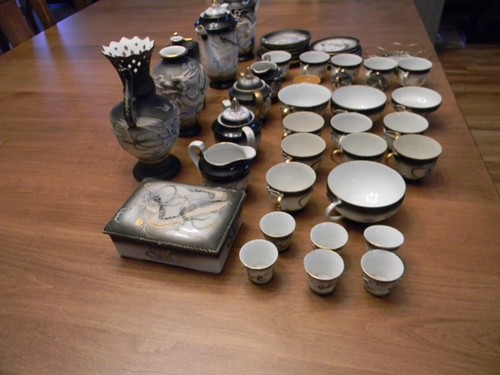 Vintage Dragon Ware Tea Set Japanese Embossed Dragon 48 Pieces w/(2) Teapots - Picture 7 of 7