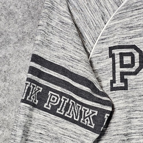 Pink Victoria's Secret Sweatshirt Women's S Gray Black Heather Print Quarter Zip - Picture 4 of 6