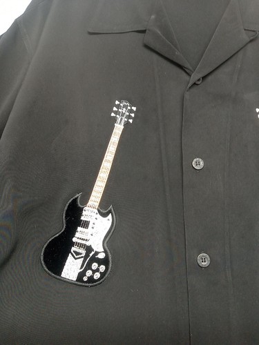 Camisa Dragonfly Clothing Company abotonada para hombre XL guitarras de fieltro negro Hard Rock - Imagen 5 de 16