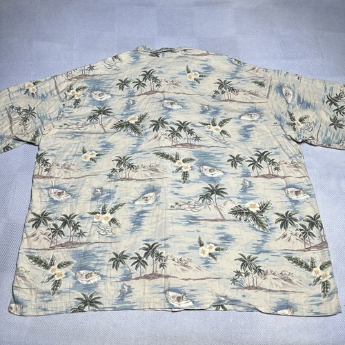 LL Bean Tropical Beach Island Print Camp Hawaiian Button Camp Shirt Size 2XL - Picture 5 of 7