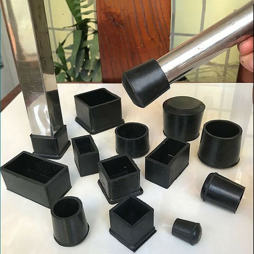 Square Rubber Chair Table Feet Furniture Tube Leg End Cover Caps Black 50*50mm - Picture 4 of 7