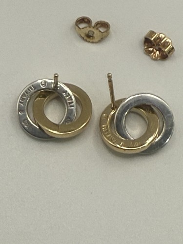 Tiffany&co  sterling silver  18k Yellow Gold Interlocking Circle Earrings  - Picture 6 of 6