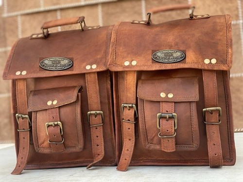 1 Pair Motorcycle Side Bags Tool Storage Luggage Saddlebags Leather Vertical Bag - Bild 1 von 6