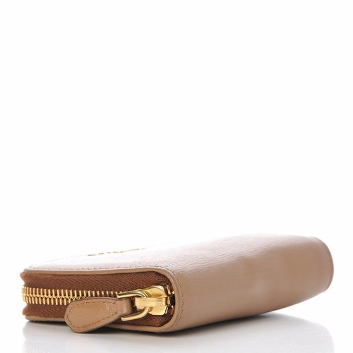 Prada Vitello Move Cipria Beige Leather Zip Around Wallet NEW - Picture 5 of 6