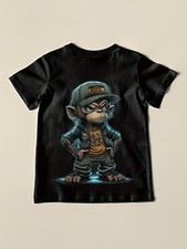 Hip Hop Monkey Print, Men's Graphic Design Round Neck Novel T-shirt, Summer Casu