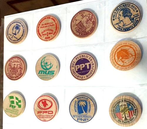 52 WOODEN NICKEL Token Set PUERTO RICO 6 Jumbo Good For coin ficha vale medalla - Picture 4 of 5