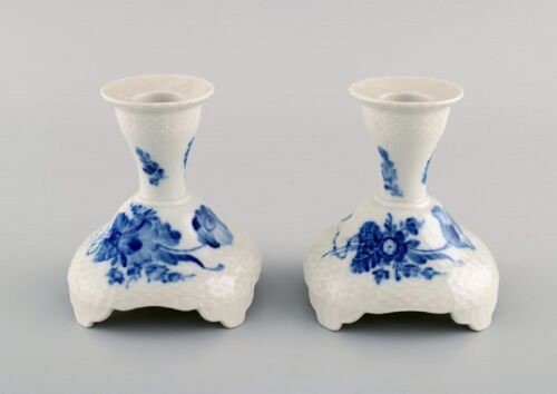Two Royal Copenhagen Blue Flower Curved candlesticks. - Picture 2 of 7