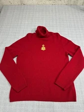 Ralph Lauren LRL Sweater Womens XL Red Wool Angora Cashmere Beaded Logo*