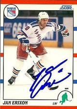 Jan Erixon autographed Hockey Card (New York Rangers) 1990 Score #272