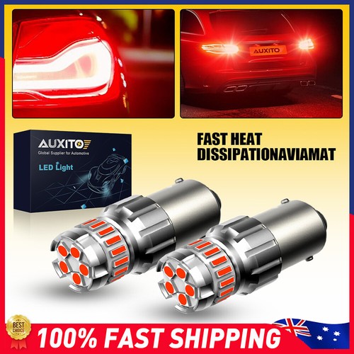 2x AUXITO LED Light Bulb BA15S P21W 1156 Brake Stop Tail Red Globe 23SMD 12V - Picture 9 of 10