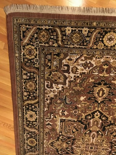5'1" X 8'2" Karastan Wool Pattern Heriz Brown, Black, White Oriental Rug - Picture 10 of 12