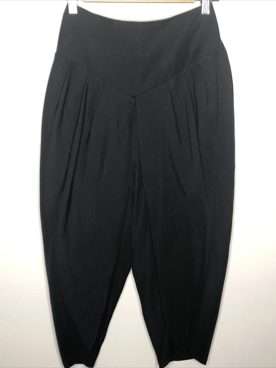 Vintage 80s Women Avant Garde Harem Hiphop Parachute Pants 6 Black