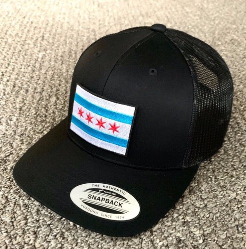 Chicago City Flag Hat Chicago Police SnapBack Trucker Mesh Cap USA Handcrafted! - Picture 6 of 7