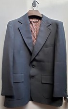 VTG Manstyle Leisure Blazer 42R 70's Grey Poly Disco Western Collar Pockets Belk