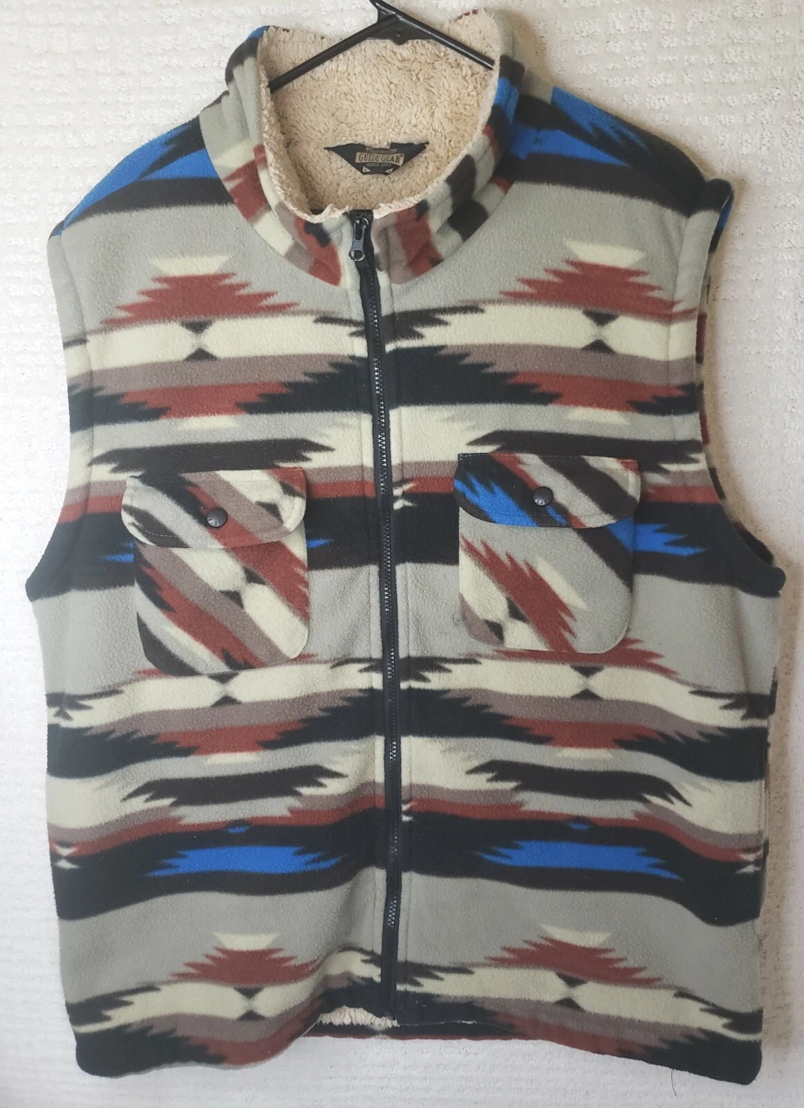 Guide Gear Navajo Aztec Western Vest Sherpa Lined Zip Men's XL USA Unisex