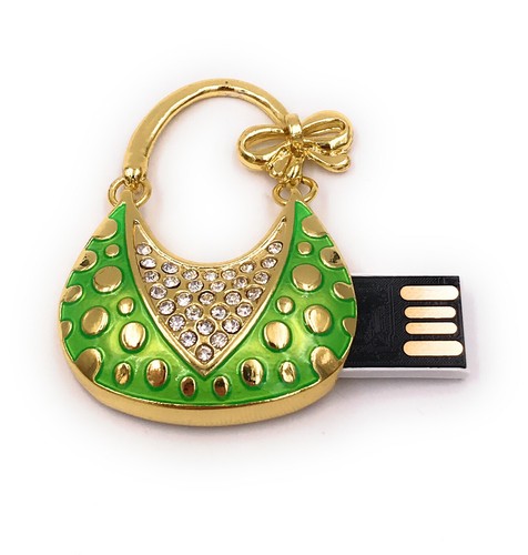 Borsa a mano pregiata in metallo verde dorato divertente chiavetta USB capacità div - Foto 26 di 26