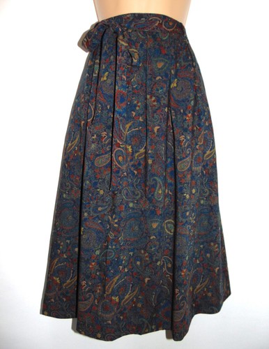 Camicia Basilese Vintage Fine 90% Lana Vergine Paisley Pieghettata Cravatta Cintura Tasche UK 10 - Foto 7 di 12