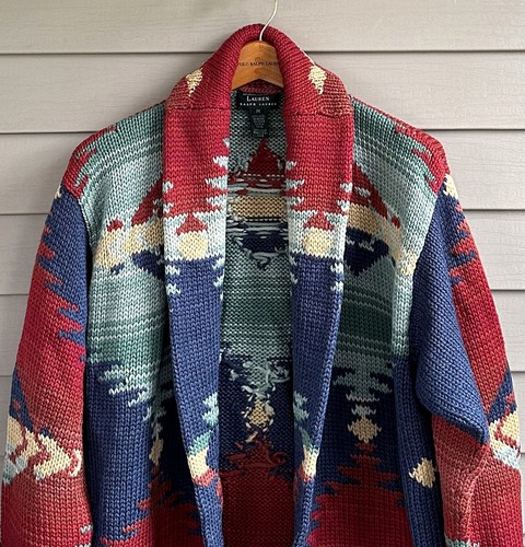Ralph Lauren Heavy Hand Knit Wool Aztec Southwestern Sweater M-L Mint Condition - Picture 13 of 14