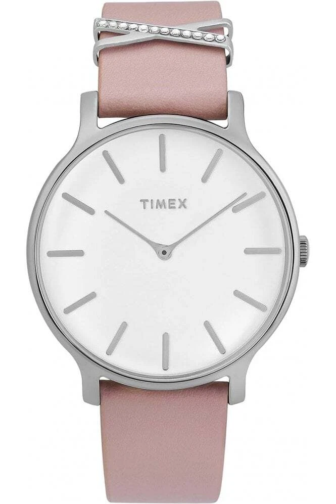 Timex Orologio Donna Easy Reader Vegan – Cinturino In Pelle Di Mela, Oro Rosa, Quadrante Bianco, INDIGLO®