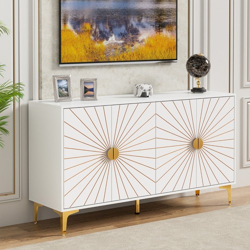 Sideboard Buffet Cabinet with Storage 4 Doors Adjustable Shelve Storage Cabinet - Picture 30 of 31